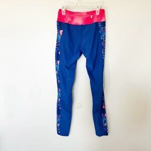 Tri Sirena UVP +50 Tri/Cycling Blue Floral-Accent Leggings for Women